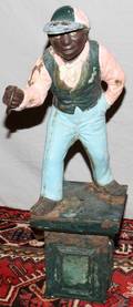 070132 BLACK AMERICANA CAST IRON FIGURAL HITCHING POST