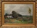 062217 OIL ON CANVAS C 1900 18 X 26 FARMYARD