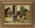 060160 NURMBERG OIL ON CANVAS CITY SCENE 1902