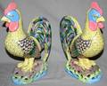 060136 FRENCH PORCELAIN ROOSTERS PAIR H 12