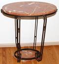 052157 MARBLE  WROUGHT IRON TABLE W 14 L 22