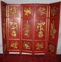 052155 PAINTED  GILT WOOD FIVE PANEL SCREEN H 78