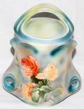 050141 ROYAL BAYREUTH ORANGE  GOLD ROSES COVERED JAR
