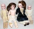 050111 GERMAN BISQUE HEAD DOLLS 19TH CENTURY FOUR