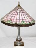 041217 SLAG GLASS  METAL TABLE LAMP C 1925 H 25