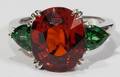 082154 613 CT MANDARIN GARNET  GREEN TSAVORITE RING