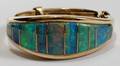 081213 14KT YELLOW GOLD  INLAID OPAL GENTLEMANS RING