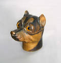 Carved hounds head inkwell