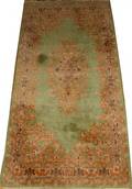 072156 KERMAN WOOL PERSIAN RUG GREEN FIELD 5 X 2 2