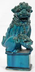 062257 CHINESE BLUE PORCELAIN FOO DOG WCUB H 9 12