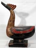 062252 ORIENTAL POLYCHROMED  JEWELED WOOD GOOSE