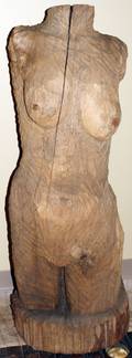 062245 CARVED WOOD NUDE TORSO SCULPTURE 48 X 18