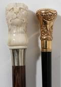 060194 GOLD FILLED AND IVORY WALKING STICKS C1900