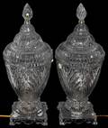 051241 POLISH CRYSTAL LAMPS PAIR H 19 DIA 7
