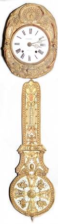050178 FRENCH BRASS MORBIER CLOCK H 52 W 16