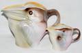 050143 ROYAL BAYREUTH PELICAN PORCELAIN PITCHERS TWO