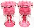 042225 CRANBERRY GLASS LUSTERS EARLY 20TH CENTURY