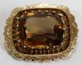 041238 VINTAGE 14KT GOLD  APPROX 32CT CITRINE BROOCH
