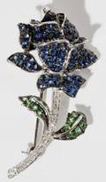 041235 SAPPHIRE DIAMOND  TSAVORITE FLOWER BROOCH