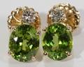 032144 720 CT NATURAL PERIDOT  DIAMOND EARRINGS