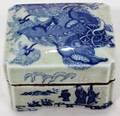 090249 CHINESE EROTIC PORCELAIN BLUEWHITE COVERED BOX