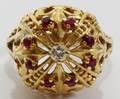 082166 RUBY AND DIAMOND 18KT GOLD RING 9 GRAMS