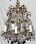 081270 BRASS  CRYSTAL FIVELIGHT CHANDELIER H 18