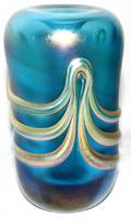 081259 BRIAN LONSWAY IRIDESCENT BLUE GLASS VASE 1975