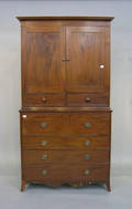Pennsylvania Federal mahogany cupboard with butlers desk