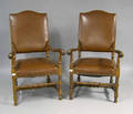 Pair of William  Mary style open armchairs