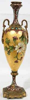 072161 FRENCH BRONZE AND ENAMEL CHAMPLEV URN C 1900