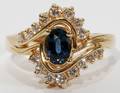 071247 14KT YGOLD 54 CTS SAPPHIRE  DIAMOND RING