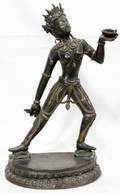 060232 THAI BRONZE SCULPTURE OF A FEMALE DANCER H 16