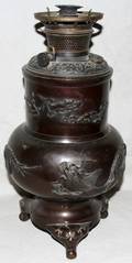 052204 BRADLEY  HUBBARD AND CHINESE BRONZE OIL LAMP
