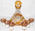 051314 GERMAN OVERLAY CRYSTAL DECANTER  CORDIALS 6