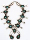041277 NAVAJO SILVER  TURQUOISE NECKLACE L 20
