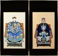 032198 CHINESE HAND PAINTED ANCESTRAL PORTRAITS PAIR