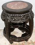 061331 CHINESE TEAKWOOD STAND WITH INSET MARBLE
