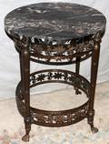 061329 WROUGHT IRON TABLE MARBLE TOP C 1920 H 21