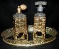 060252 PERFUME BOTTLES  TRAY THREE PIECES H 6  7
