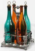 051348 SHEFFIELD PLATE TANTALUS SET  WINE BOTTLES