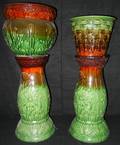 042300 MAJOLICA STYLE POTTERY PLANT STANDS ON BASE