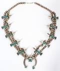 040261 AMERICAN INDIAN SILVER  TURQUOISE NECKLACE
