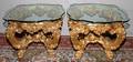 082269 CARVED  GILT WOOD TABLES PAIR H 21 W 27