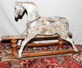 080270 VINTAGE WOOD PLATFORM ROCKING HORSE H 32