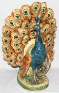 071345 CZECHOSLOVAKIAN POTTERY PEACOCK VASE C 1930