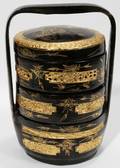 070290 CHINESE BLACK LACQUER  GILT JUBAKO H 10