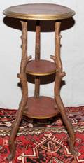 070265 HANDCRAFTED WOOD THREETIER OCCASIONAL TABLE