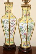 070284 CHINESE ENAMELED VASES CONVERTED INTO LAMPS
