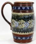 061387 DOULTON LAMBETH POTTERY PITCHER C 1875 H 9